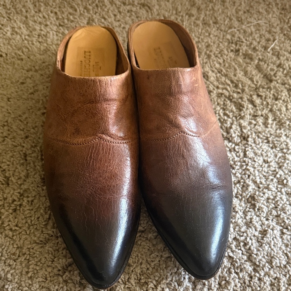 Lucchese Brown Leather Mules